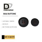 Large Textured Matt Black Trench Coat Buttons Pattern Design With 4 Holes