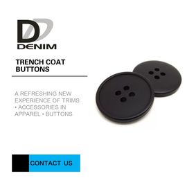 Custom Vintage Black Coat Buttons Four Hole High Temperature Resistance