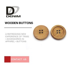 4 Holes Nature Wooden Buttons With Personalized Logo Raised Edge Light Weight Overcoat