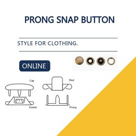 Capped Prong Snap Button For Denim Shirts & Blouses , Brass Engraved Bulk Buttons