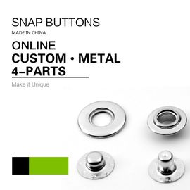 Silver Metal Snap Button Exclusive Socket With Ring 4 Parts