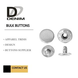 Silver Metal Snap Buttons Nickel - Free Embossed Logo For Brand Clothing