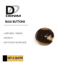 Brown & White Plastic Bulk Buttons 32L 2H / 4H Horn Color For Skirt
