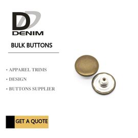 Antique Brass Denim Metal Buttons Bulk Fashion Snap Buttons For Clothing Jeans Trousers