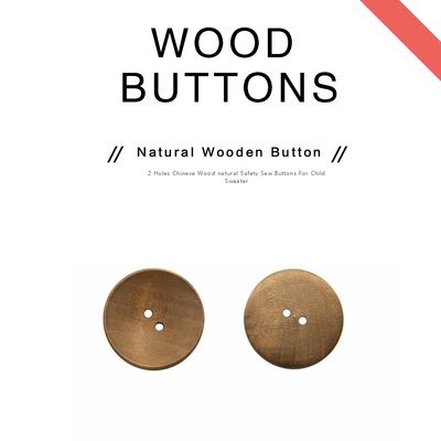 Round 2 Holes Engraved Natural Wooden Buttons For Shirts