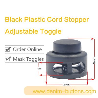 Black Plastic Cord Stopper & Adjustable Toggle