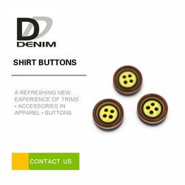 Yellow Pearl Dress Shirt Buttons , Commercial Four Hole Button In Bulk