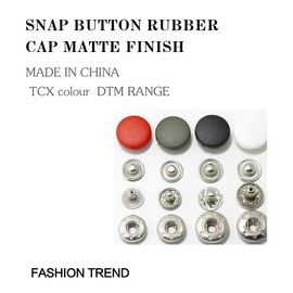 Combined Round Metal Snap Button Plastic Rubber Effect Cap Matt Painted For Clothing