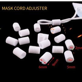 White Elastic Fastening Removable Plastic Cord Lock Stopper For Face Mask Bulk Order