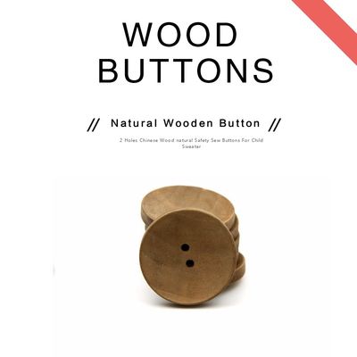 Round 2 Holes Engraved Natural Wooden Buttons For Shirts