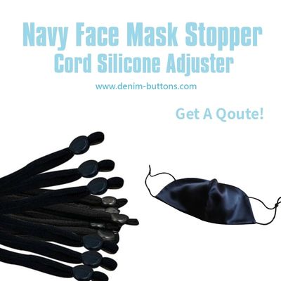 Navy Face Mask Stopper | Toggle Cord Locks Silicone Adjuster