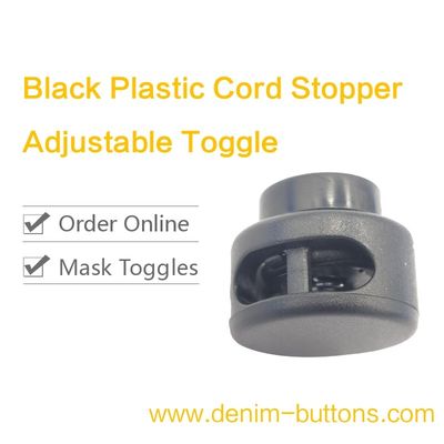 Black Plastic Cord Stopper & Adjustable Toggle